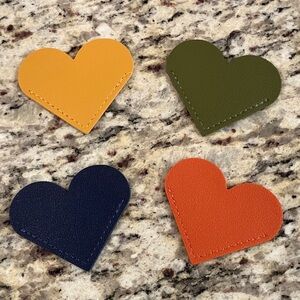 Heart Corner Bookmarks Set of 4 Leather Page Markers for Books New in bag Blue